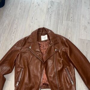 Aritzia Wilfred Tan faux Leather Jacket